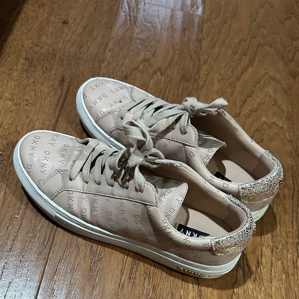 DKNY Light Tan Sneakers with Sparkle Accents